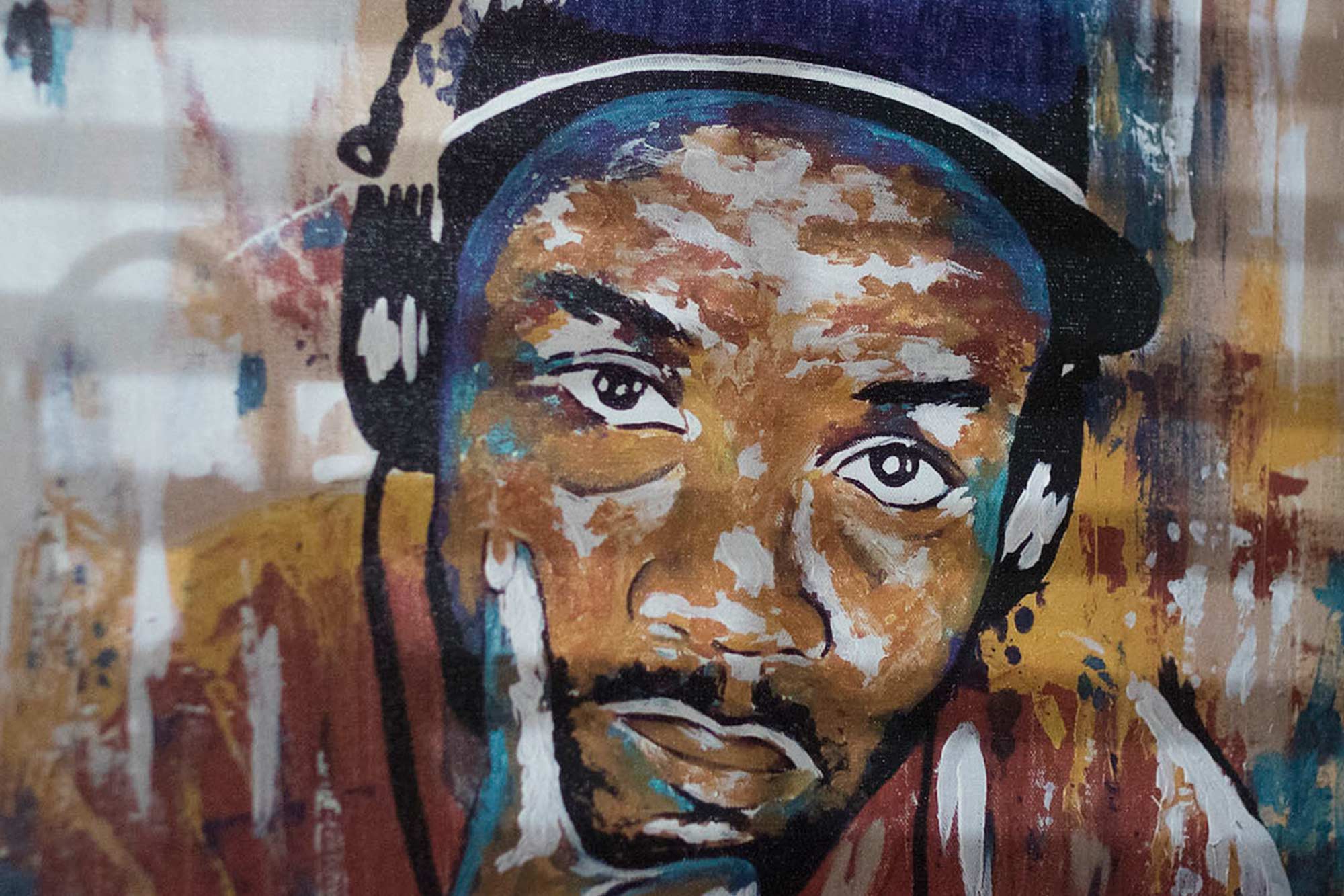 Painting of A.D. Carson by Angela Simone. (Photos by Dan Addison, University Communications)