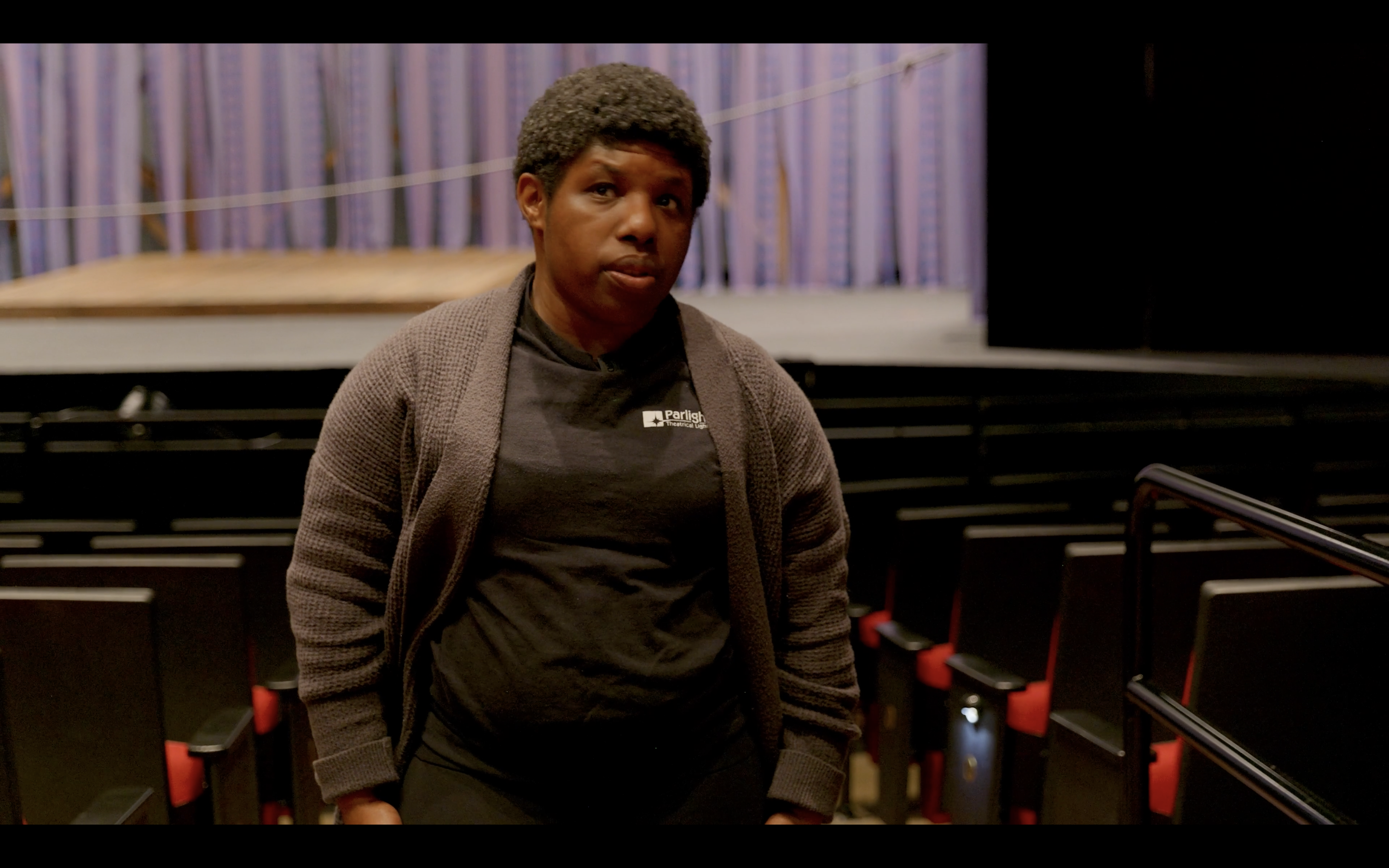 Operations and production manager Shawanna Hall offers a tour of the Drama Department.