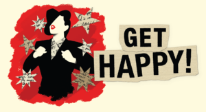 Get Happy Female presenting figure with black hat and suit on