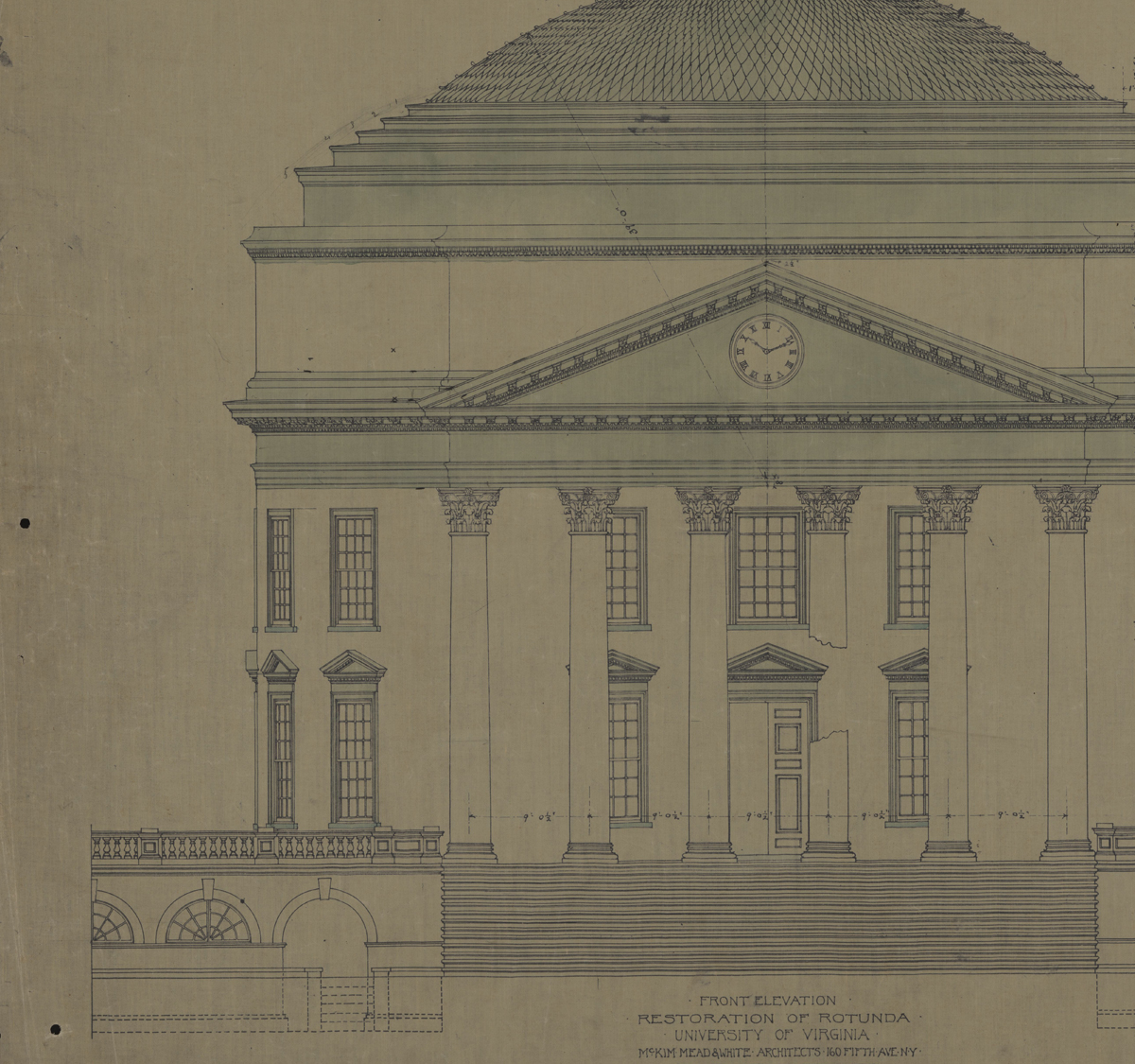 Early architectural drawing of the Rotunda.