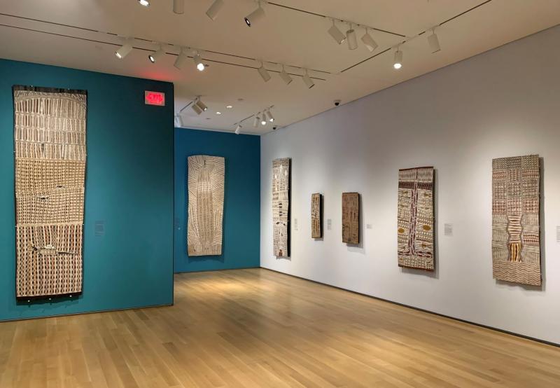 Installing "Madayin: Eight Decades of Aboriginal Australian Bark Painting from Yirrkala" at The Hood Museum of Art, Dartmouth | Image by Alison Palizzolo