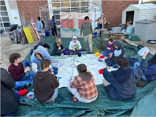 Students from the UVA Music Department collaborate on “Ekhukweni” with Xolile ‘X’ Madinda outside Ruffin Hall, UVA. Photo by Noel Lobley.