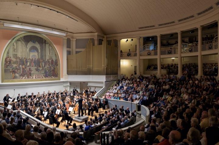 Symphony orchestra performing live