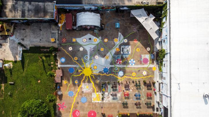 Aerial view of IX Art Park in Charlottesville